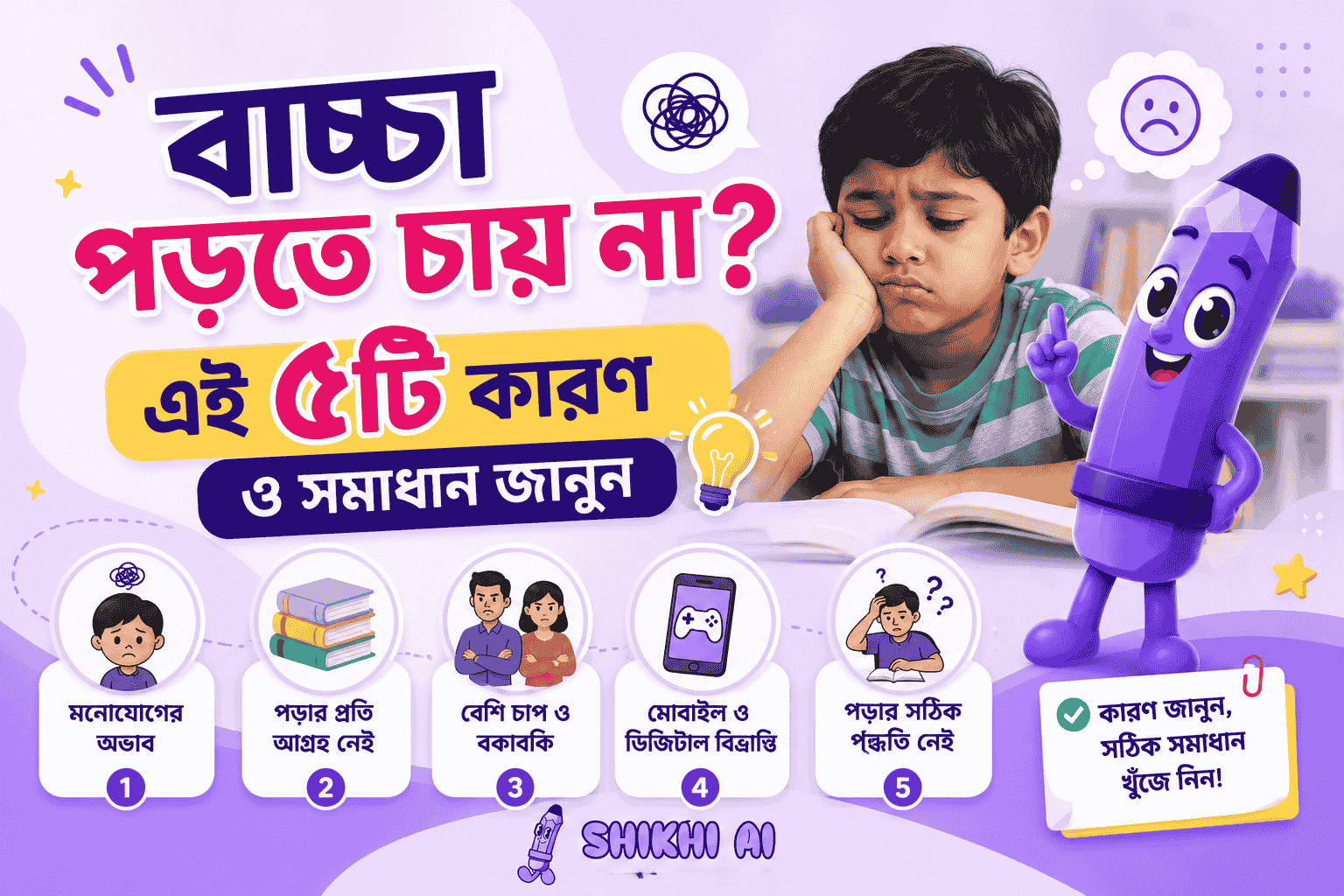 বাচ্চা পড়তে চায় না — কারণ ও সমাধান
